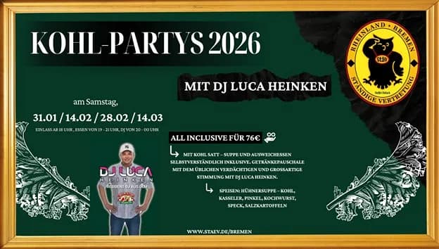Kohl-Parties in der StäV - Ständige Vertretung im Flett Bremen
